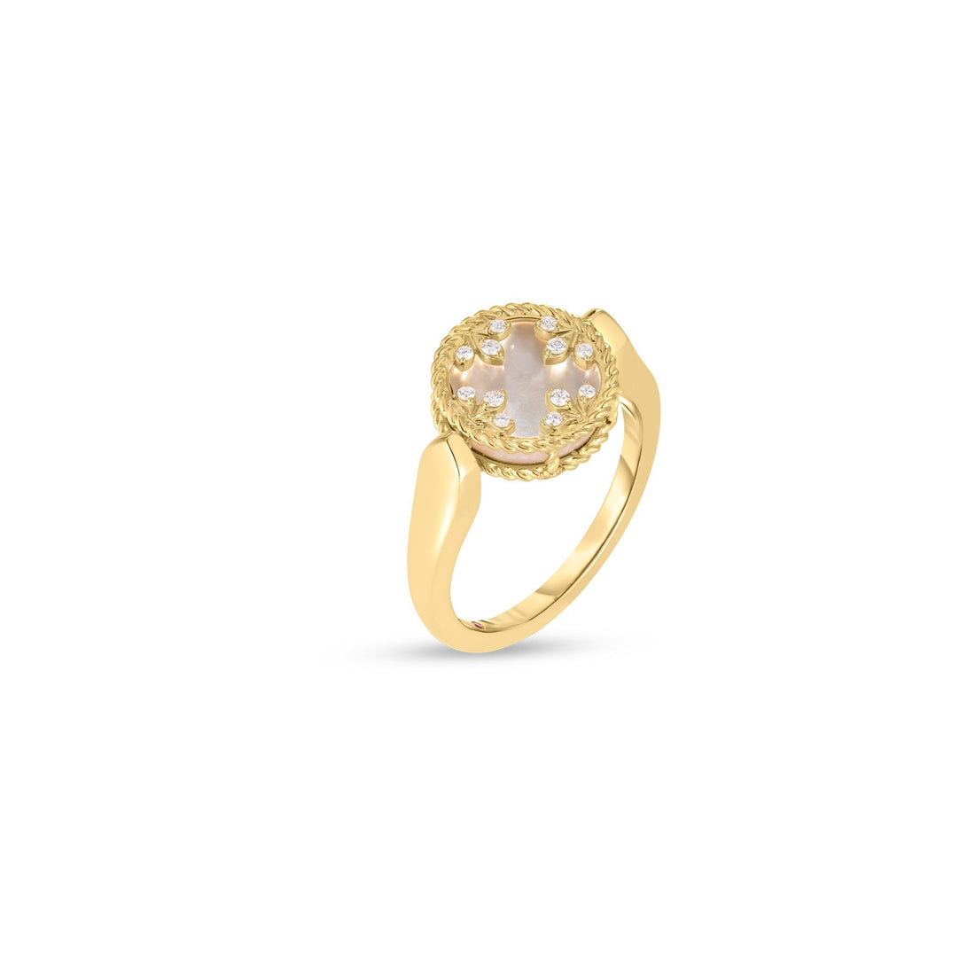 Venetian Medallions Diamond and Mother of Pearl Small Reversible Ring