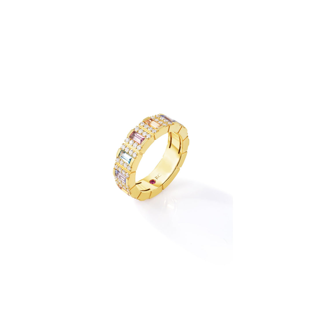 Obelisco Pavé Diamond and Mixed Gesmstones Ring