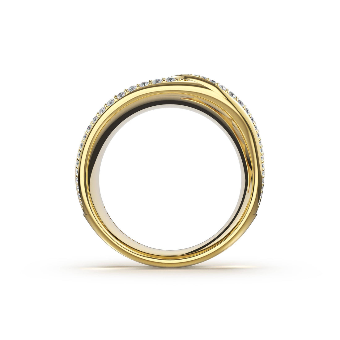 Sculpted Double-Petal Pavé Band in 18kt Yellow Gold