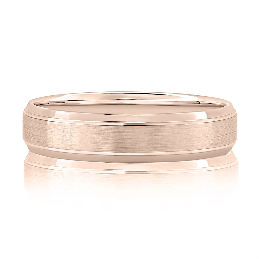 Domed Brushed Matte Platinum Men’s Wedding Band