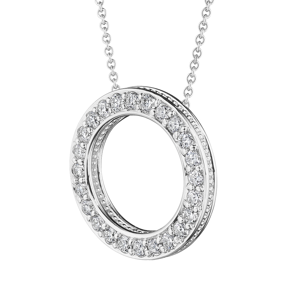Beaded Diamond Circle Pendant