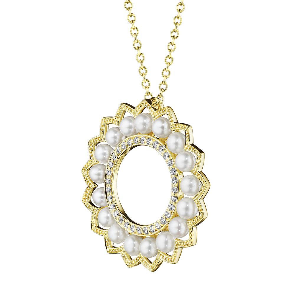 BELLE BEADED PEARL & DIAMOND PENDANT