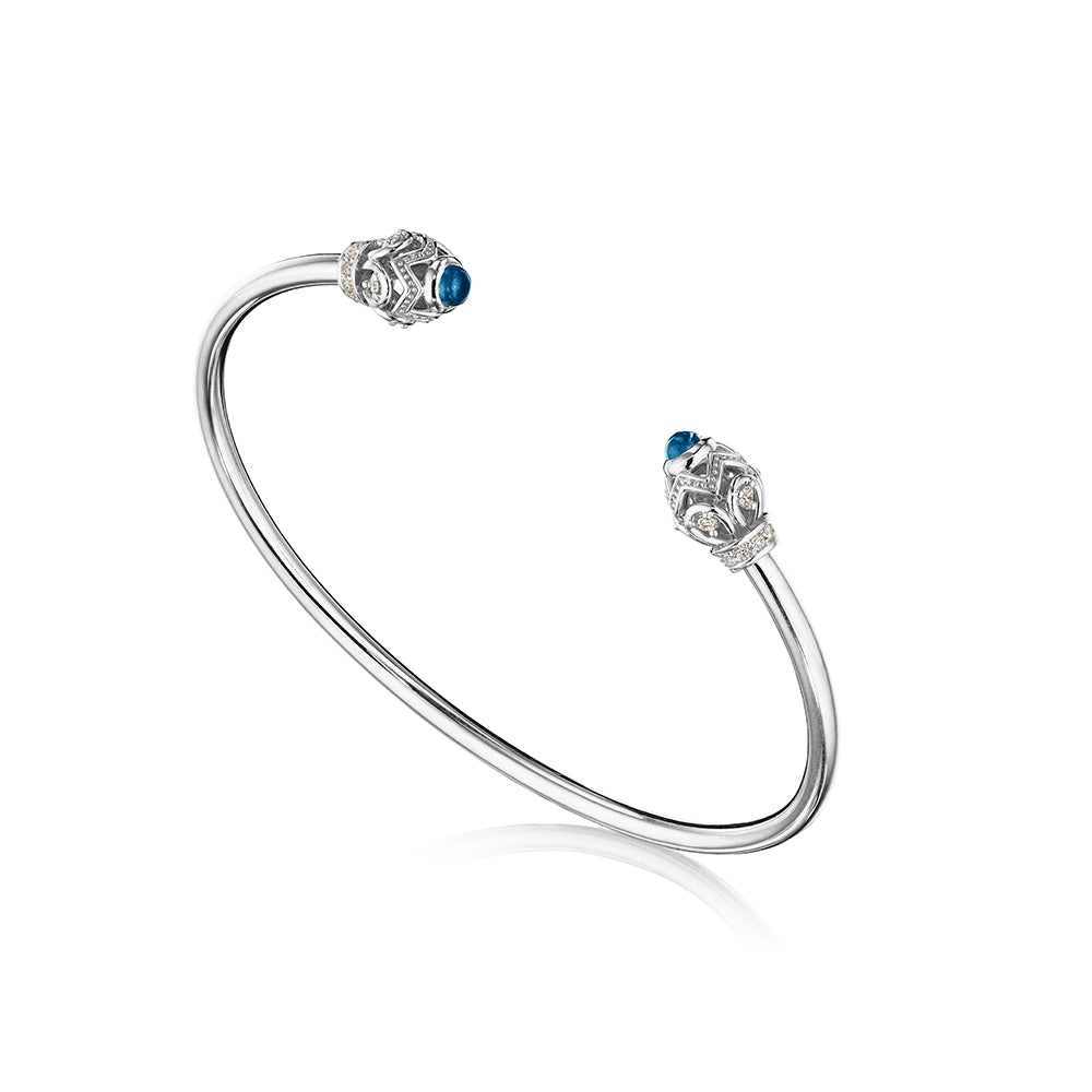 BEAD 1 DIAMOND & BLUE TOPAZ TOI ET MOI BANGLE