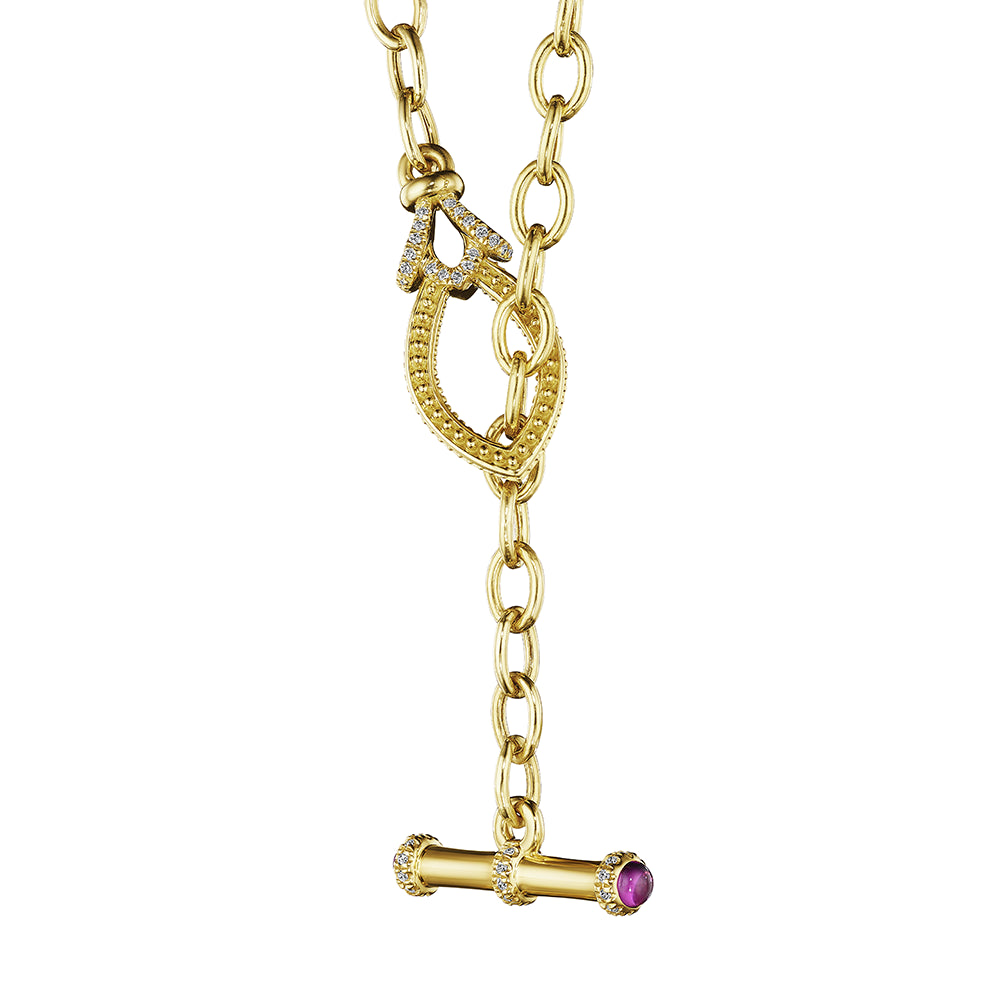 Beaded Rhodolite Toggle Necklace
