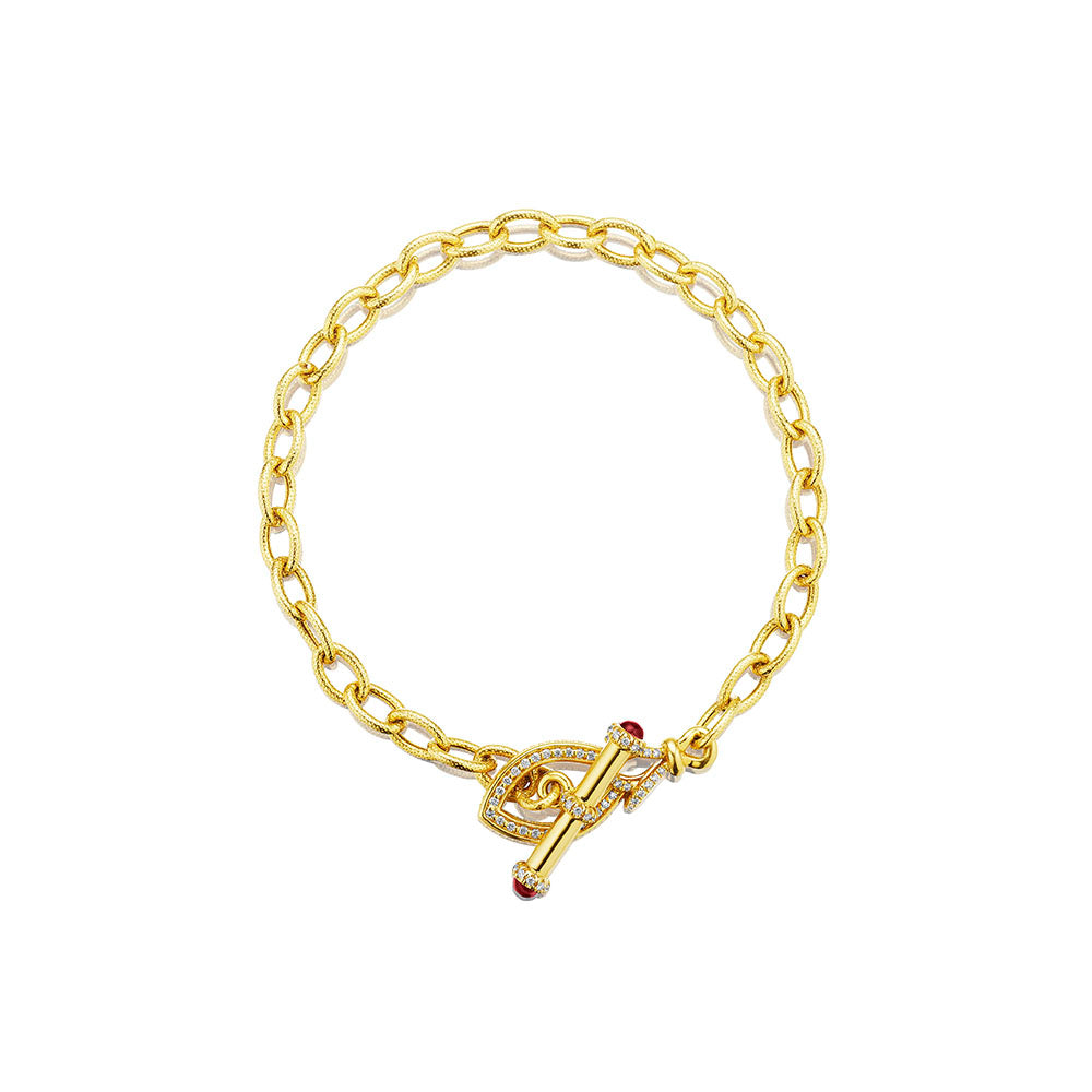 Diamond & Rhodolite Toggle Bracelet