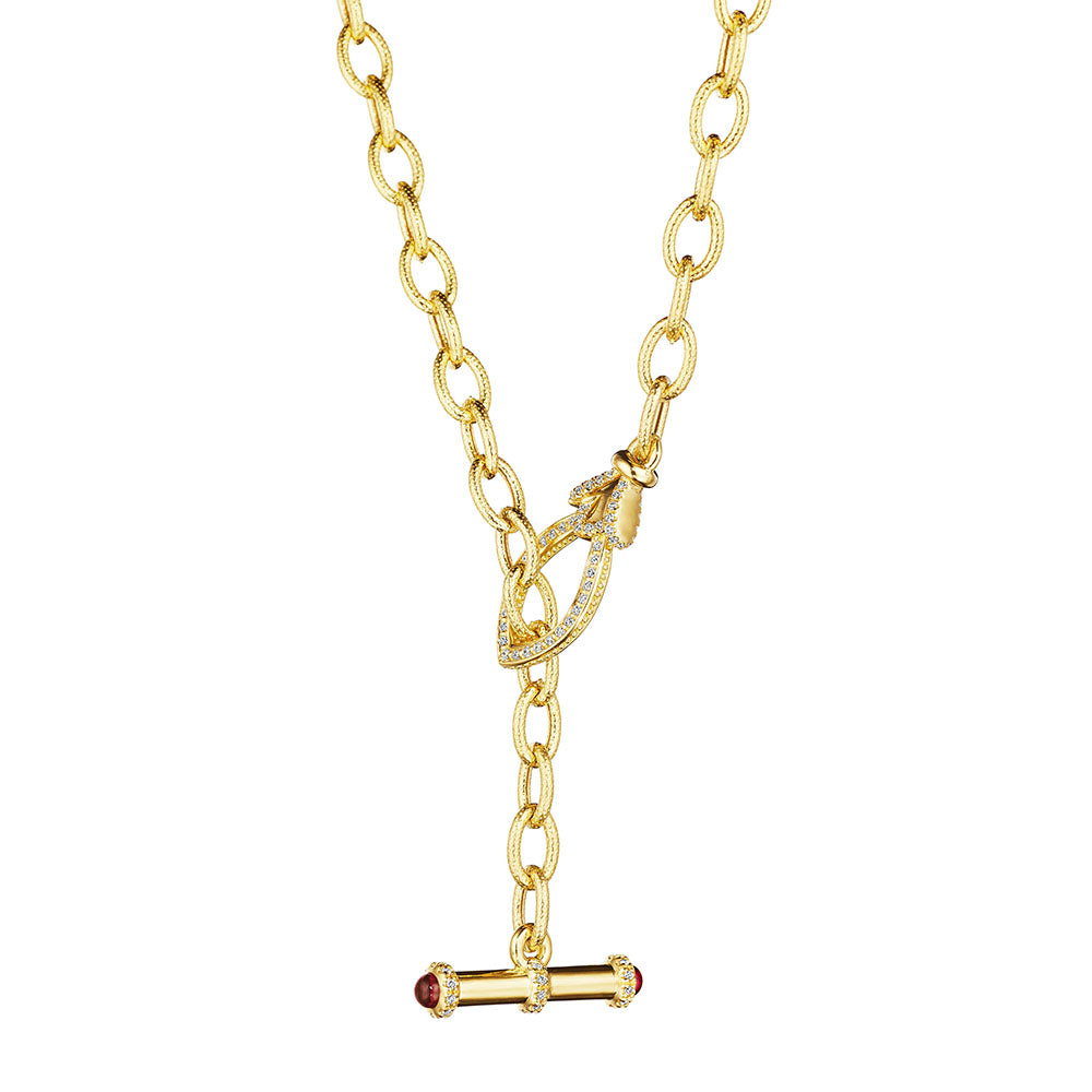 Diamond & Rhodolite Toggle Necklace