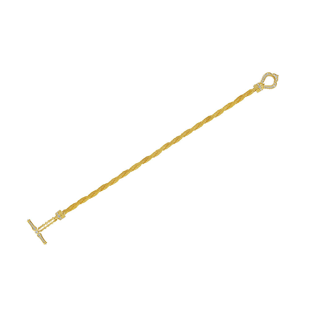 SINGLE BRAIDED BRACELET WITH DIAMOND TOGGLE