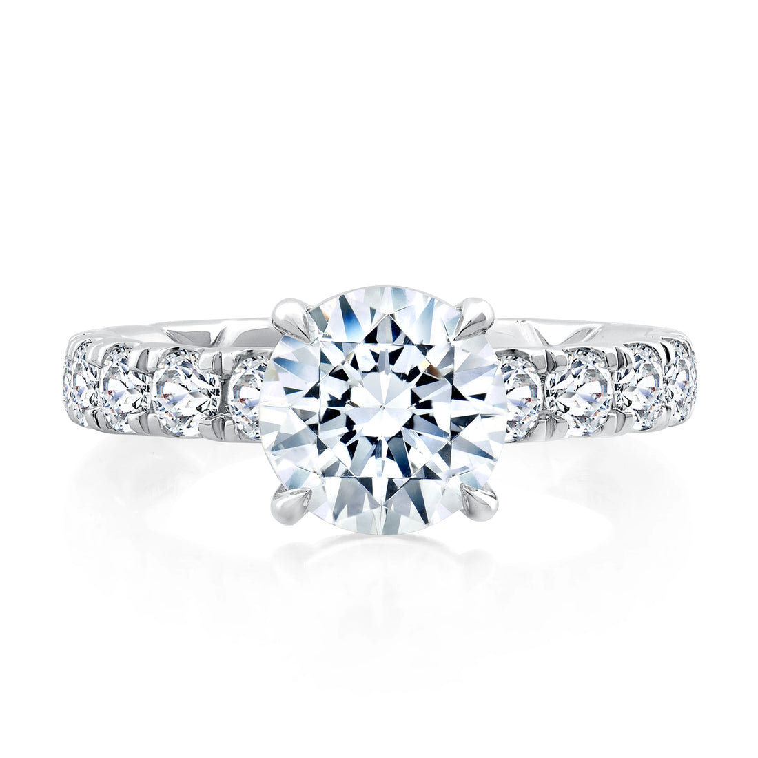 Quilts® Round Diamond Engagement Ring with Diamond Band