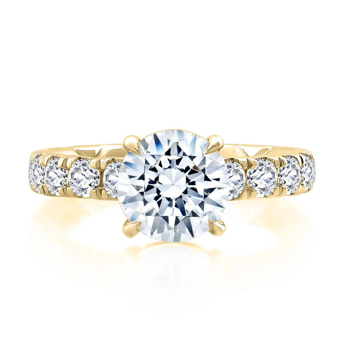 Quilts® Round Diamond Engagement Ring with Diamond Band