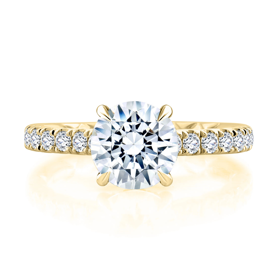 Round Cut Diamond Engagement Ring with Pavé Band