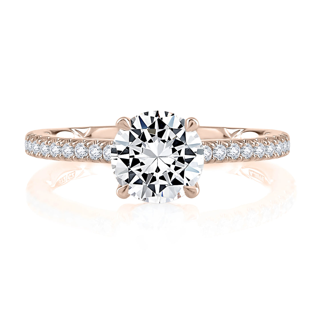 Four Prong Diamond Engagement Ring with Diamond Band