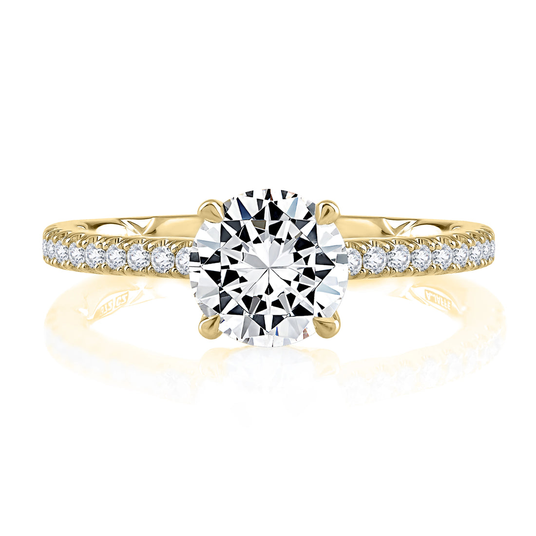 Four Prong Diamond Engagement Ring with Diamond Band