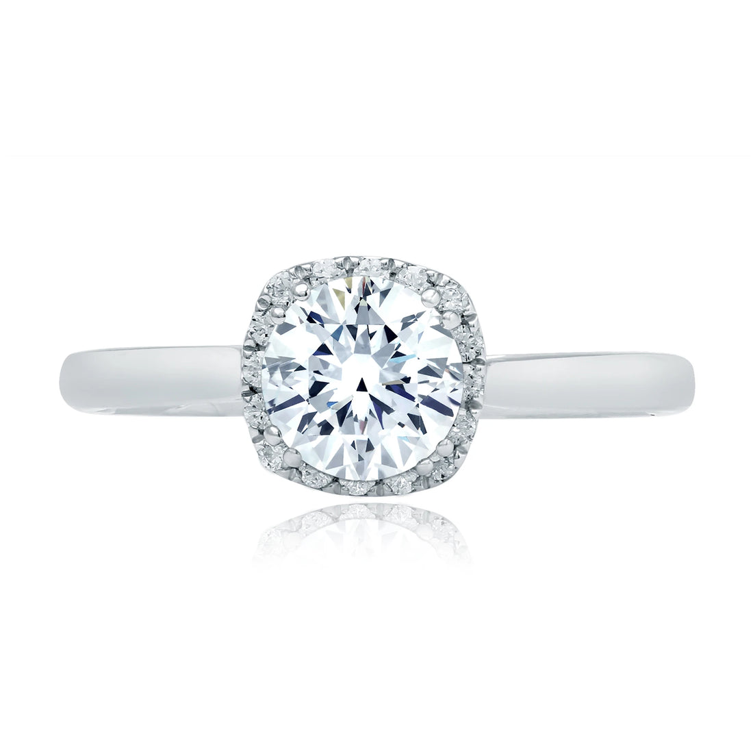 Scalloped Halo Diamond Engagement Ring with Quilts® Interior