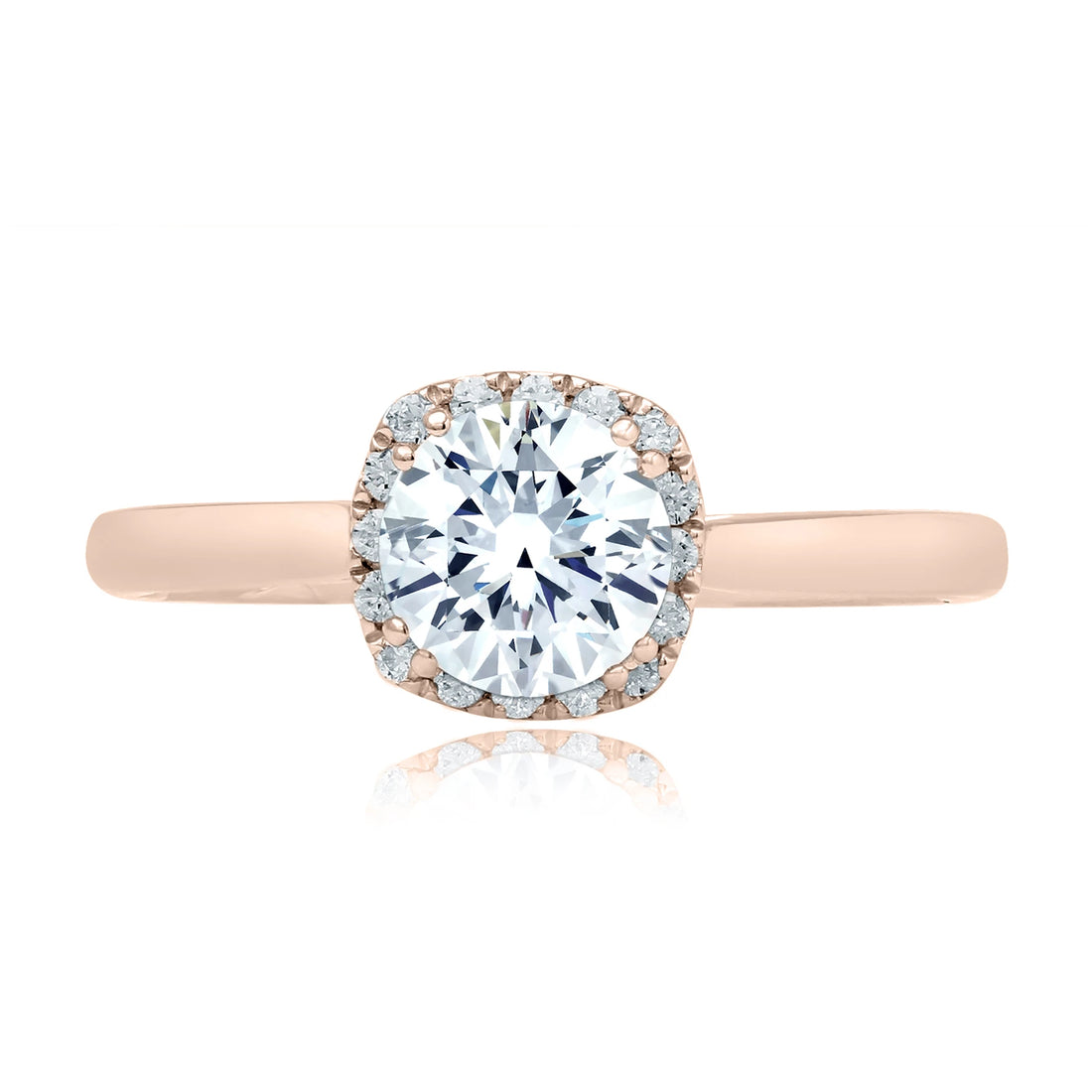 Scalloped Halo Diamond Engagement Ring with Quilts® Interior