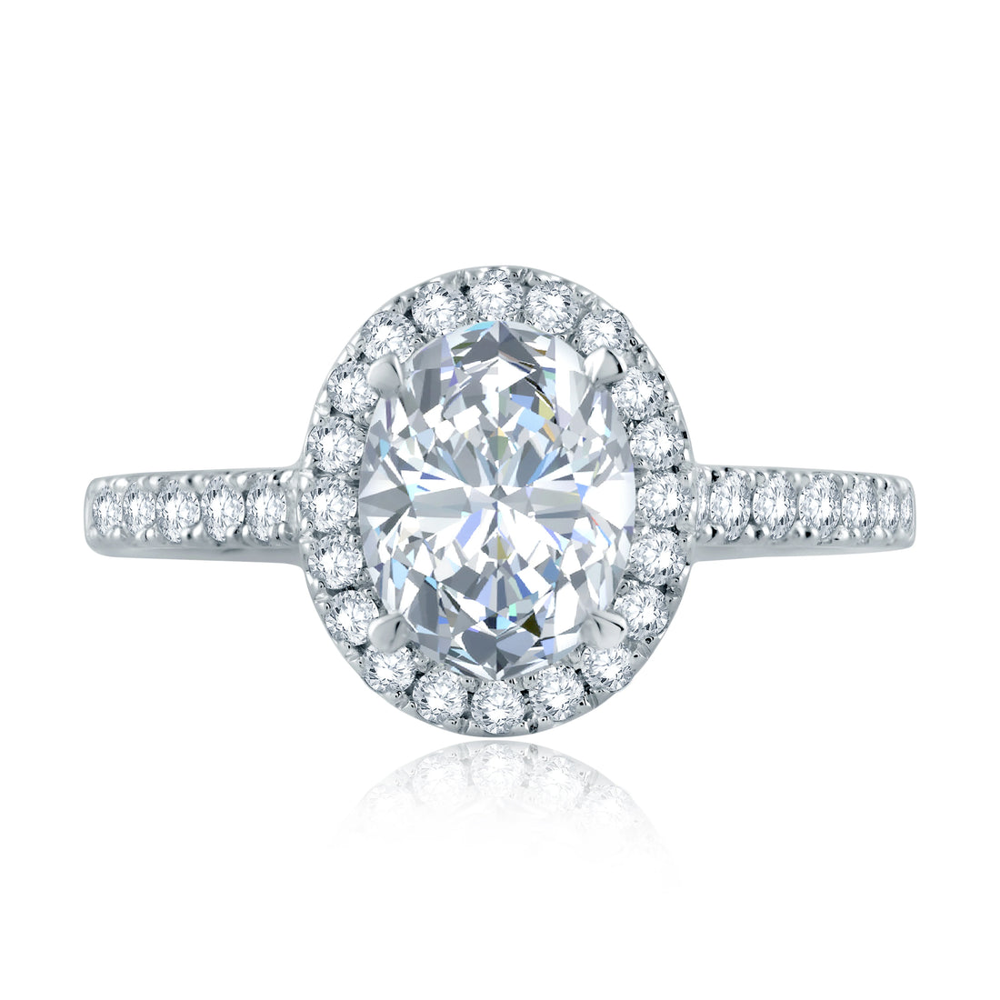 Emerald Cut Diamond Halo Engagement Ring with Pavé