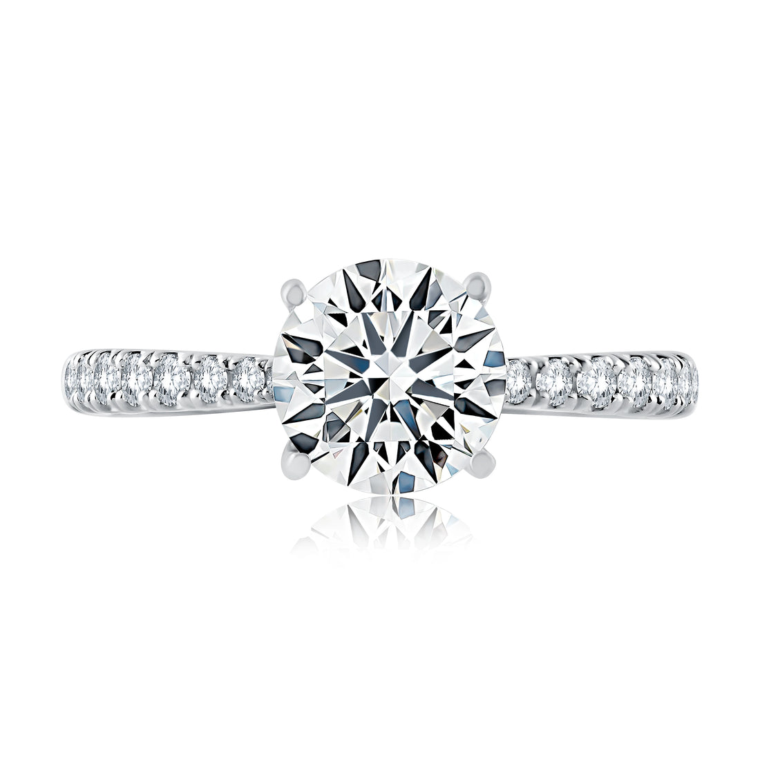 Tapered Diamond Pavé Engagement Ring with Quilts® Interior