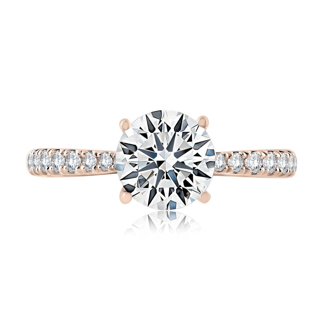 Tapered Diamond Pavé Engagement Ring with Quilts® Interior