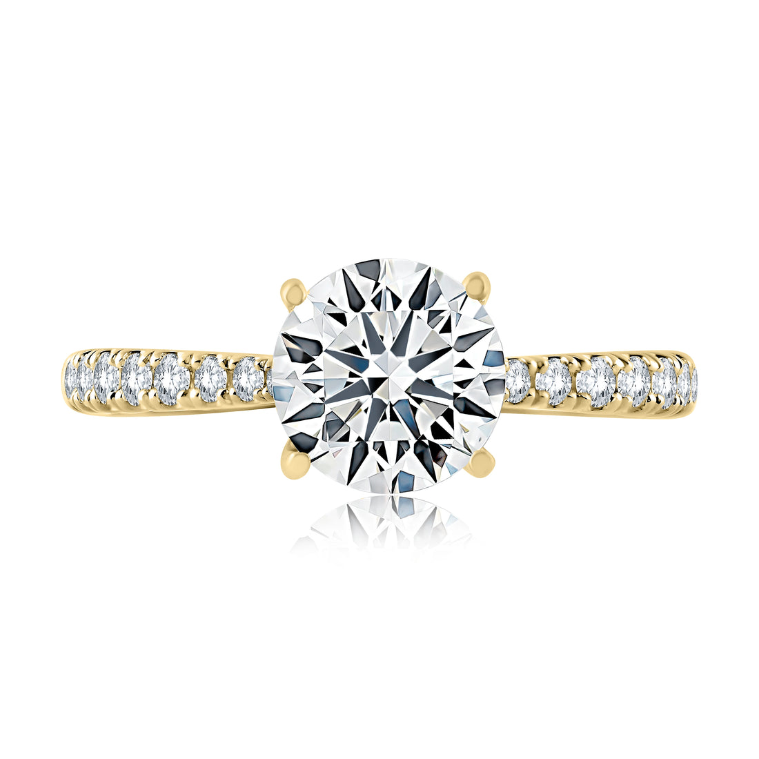 Tapered Diamond Pavé Engagement Ring with Quilts® Interior