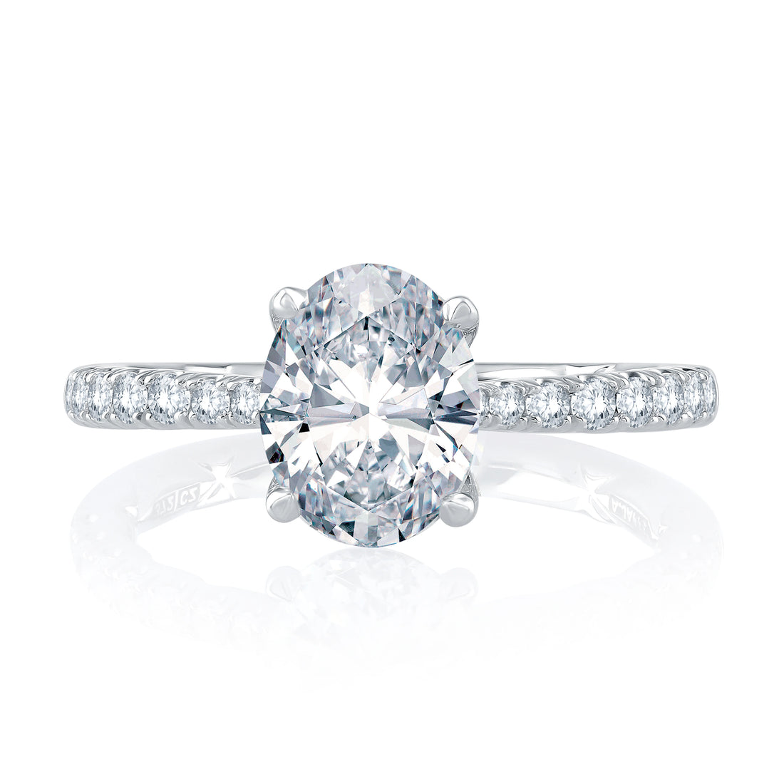 Tapered Diamond Pavé Engagement Ring with Quilts® Interior