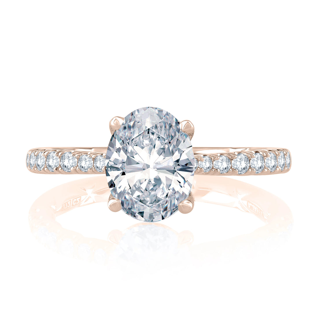 Tapered Diamond Pavé Engagement Ring with Quilts® Interior