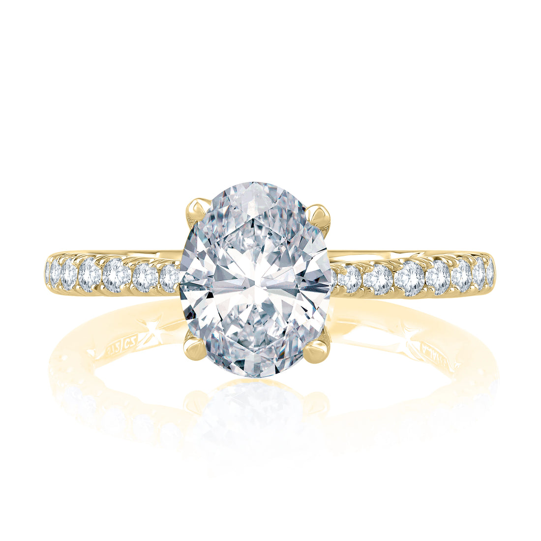 Tapered Diamond Pavé Engagement Ring with Quilts® Interior