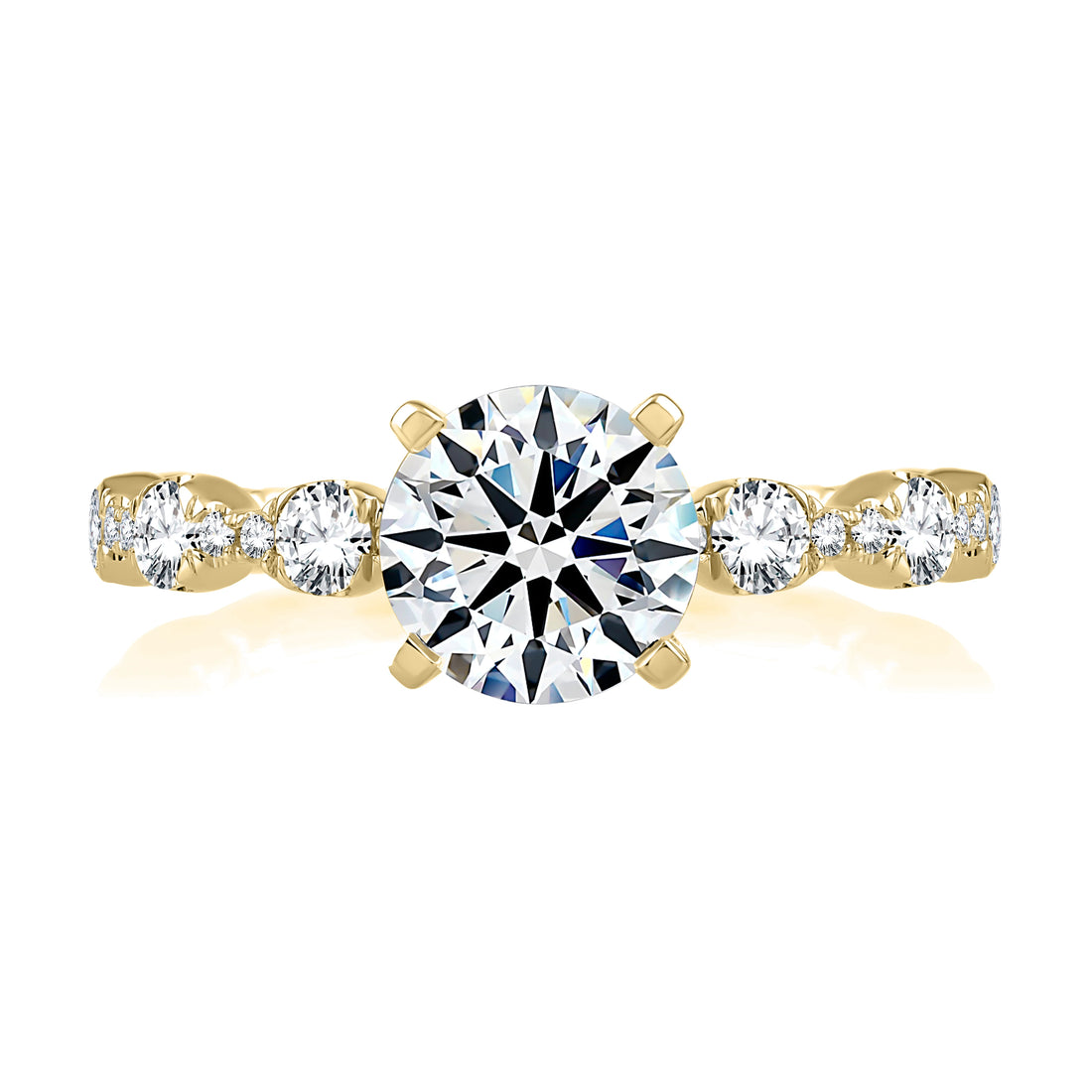 Four-Prong Pavé Diamond Engagement Ring