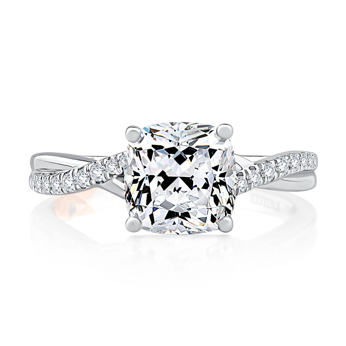 Emerald Cut Halo Split-Shank Diamond Engagement Ring