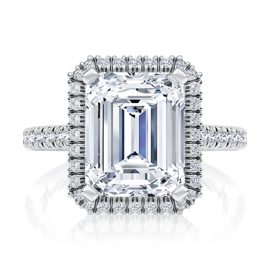 Emerald Cut Halo Diamond Engagement Ring