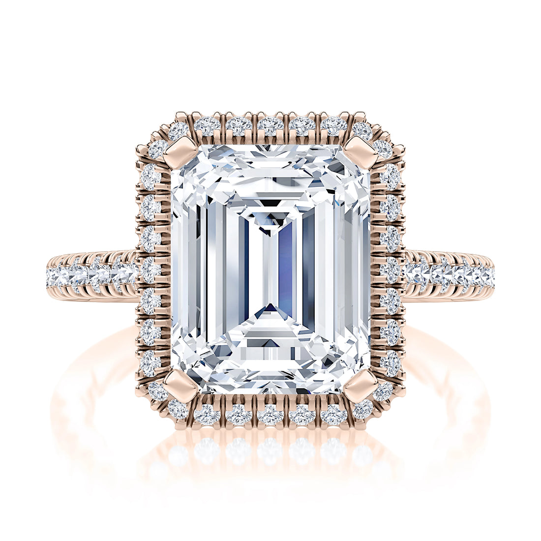 Emerald Cut Halo Pavé Diamond Engagement Ring