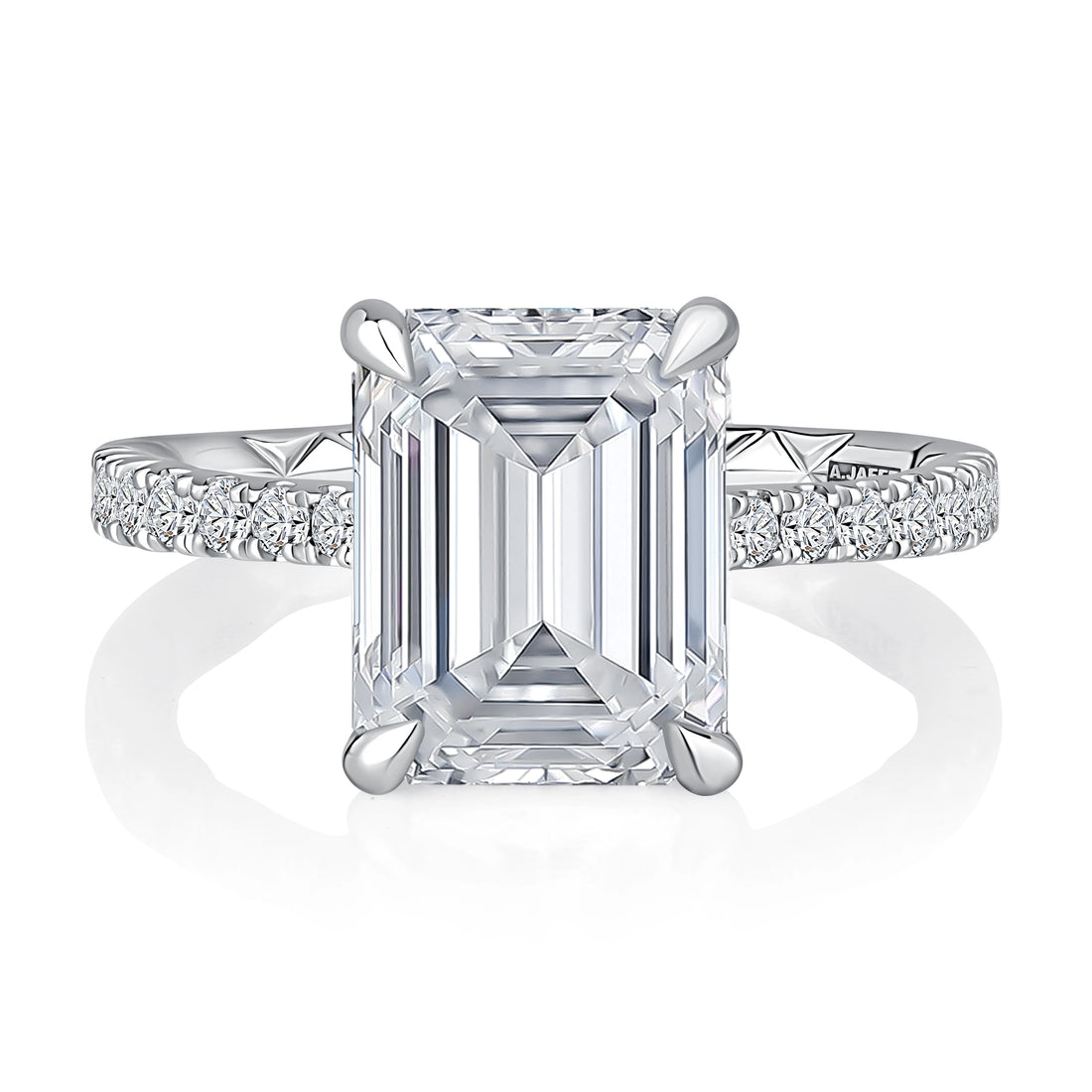Emerald Cut Hidden Halo Pavé Diamond Engagement Ring