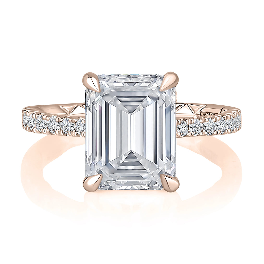 Emerald Cut Hidden Halo Pavé Diamond Engagement Ring