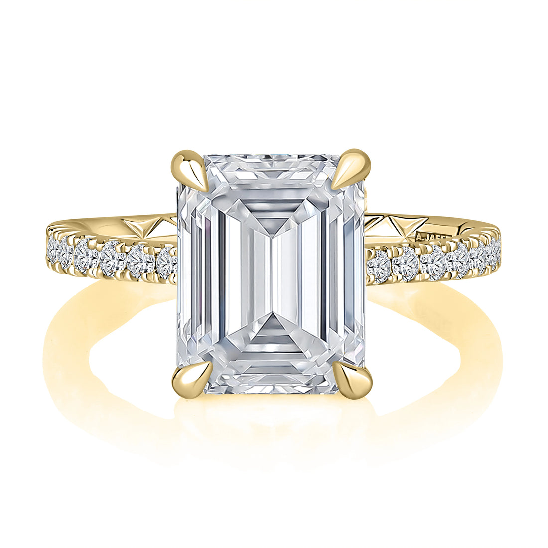 Emerald Cut Hidden Halo Pavé Diamond Engagement Ring
