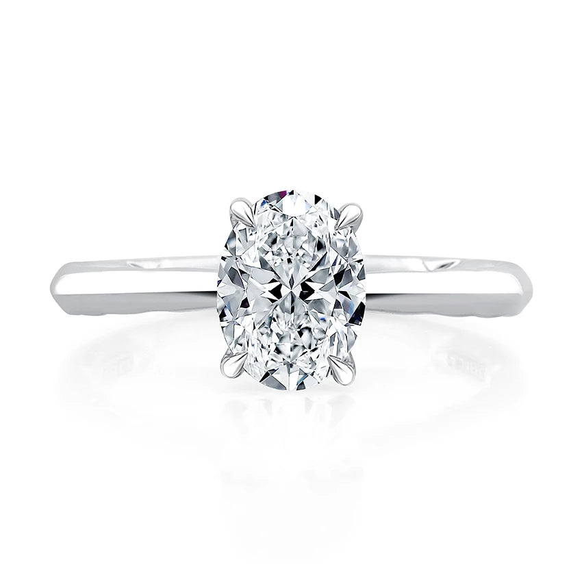 Oval Hidden Halo Solitaire Diamond Engagement Ring
