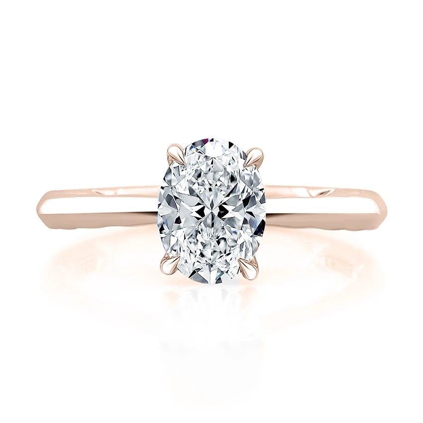 Oval Hidden Halo Solitaire Diamond Engagement Ring