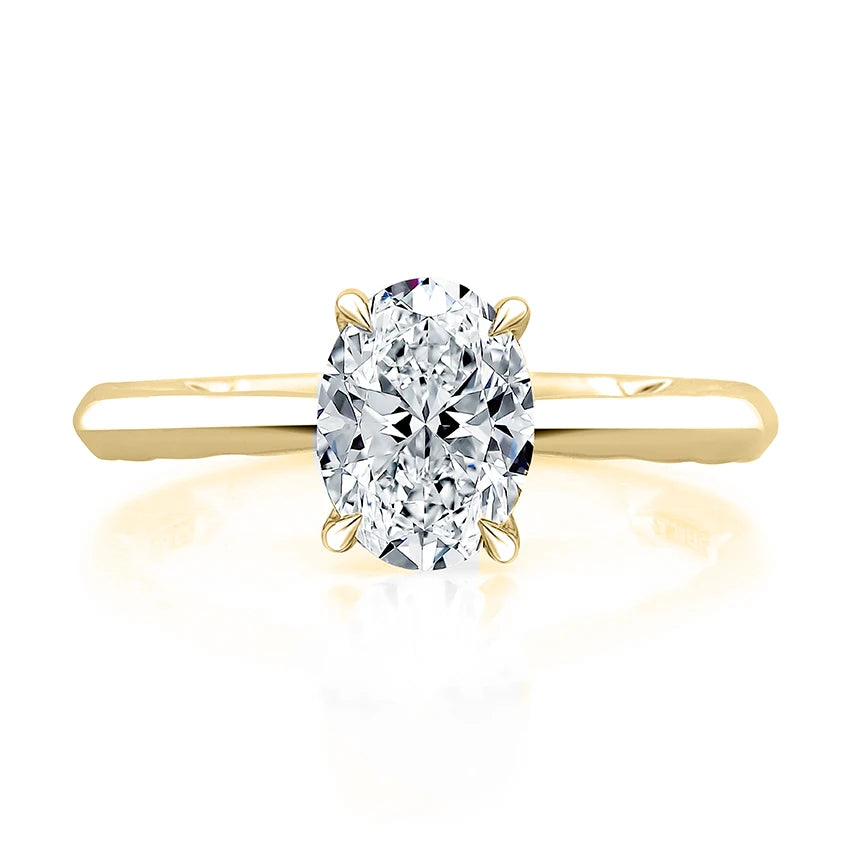 Oval Hidden Halo Solitaire Diamond Engagement Ring