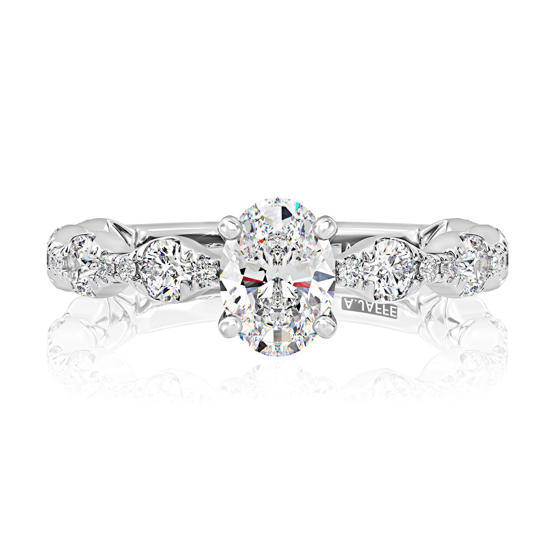 Four-Prong Pavé Diamond Engagement Ring