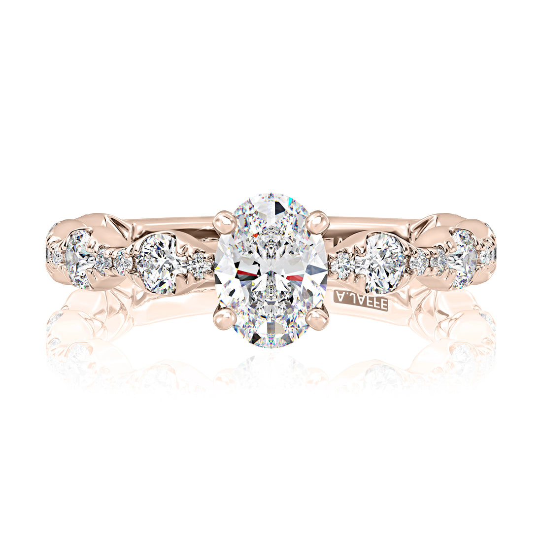 Four-Prong Pavé Diamond Engagement Ring