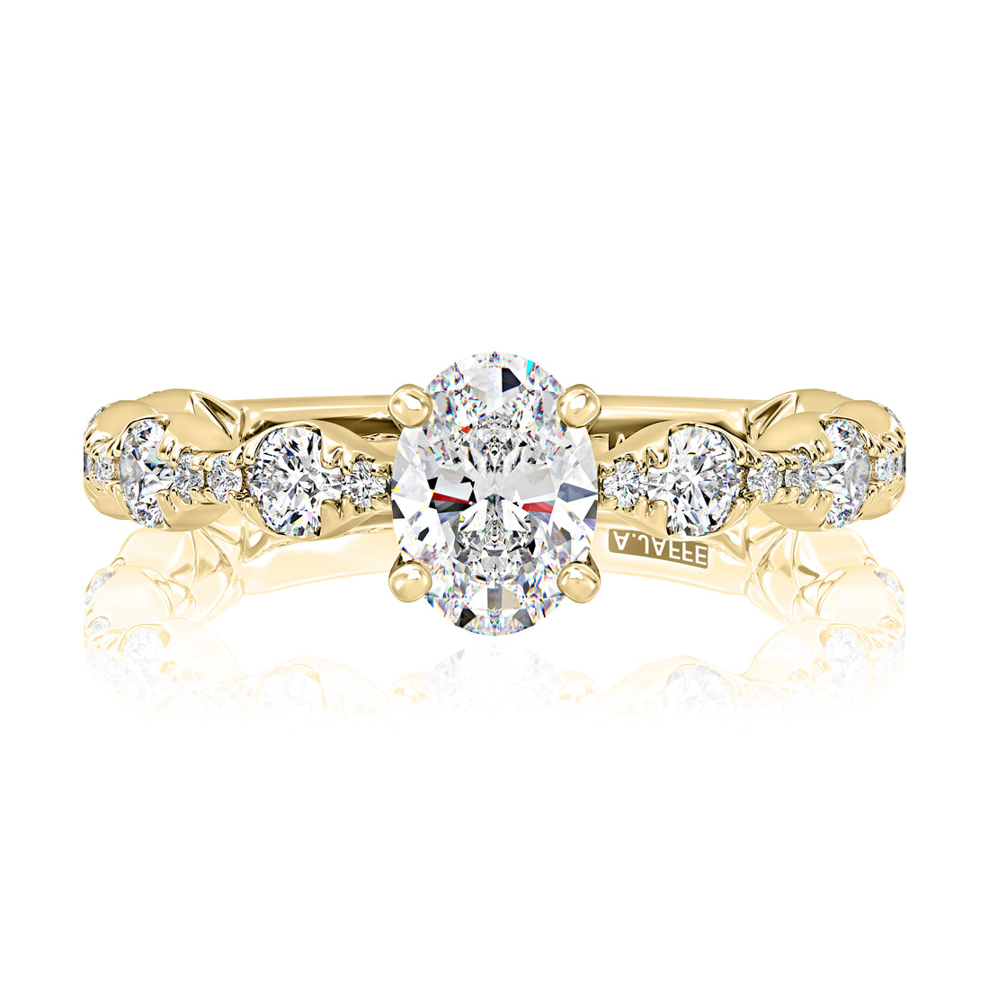 Four-Prong Pavé Diamond Engagement Ring