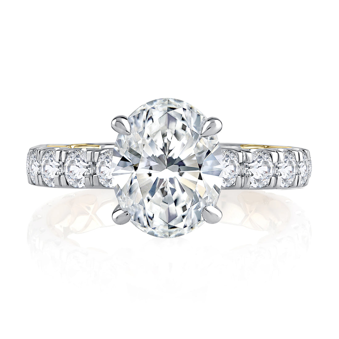 Two-Tone Oval Pavé Diamond Engagement Ring