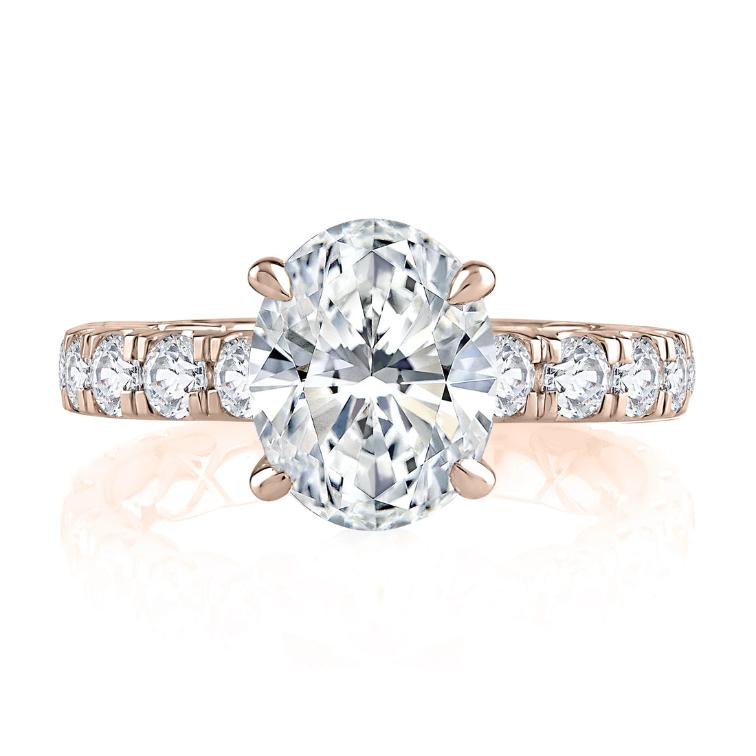 Two-Tone Oval Pavé Diamond Engagement Ring