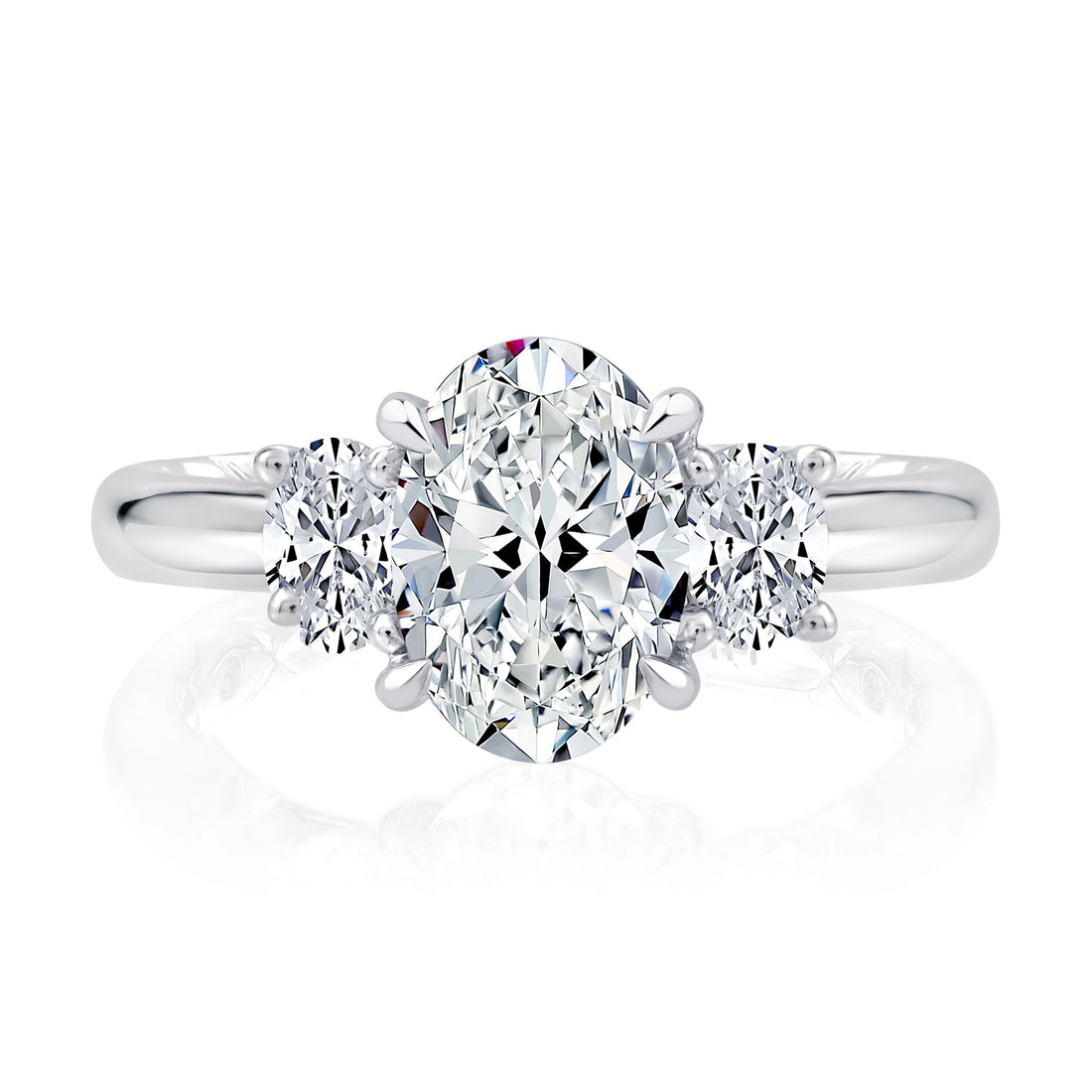 Round Three-Stone Trellis Diamond Engagement Ring