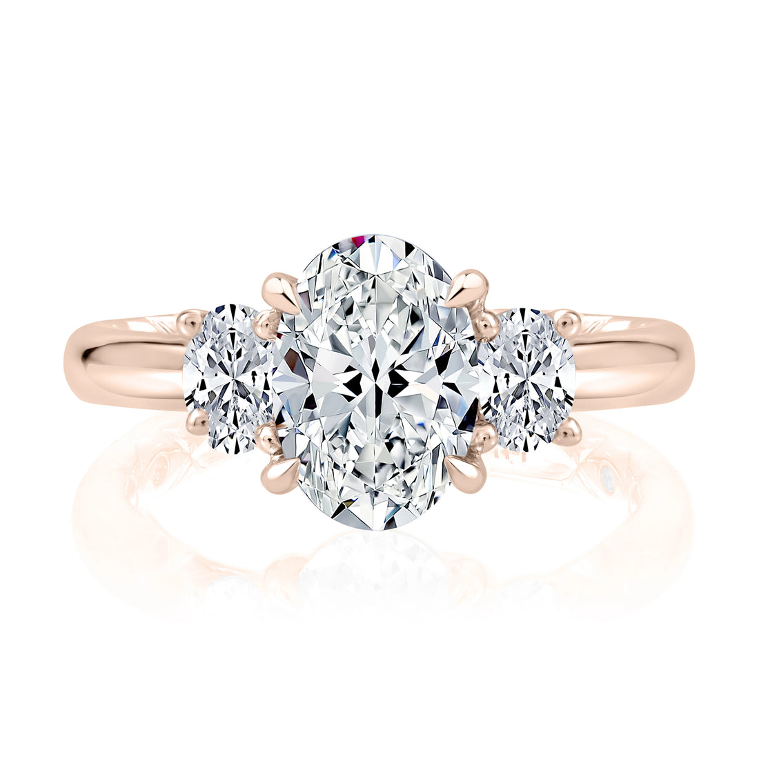 Round Three-Stone Trellis Diamond Engagement Ring