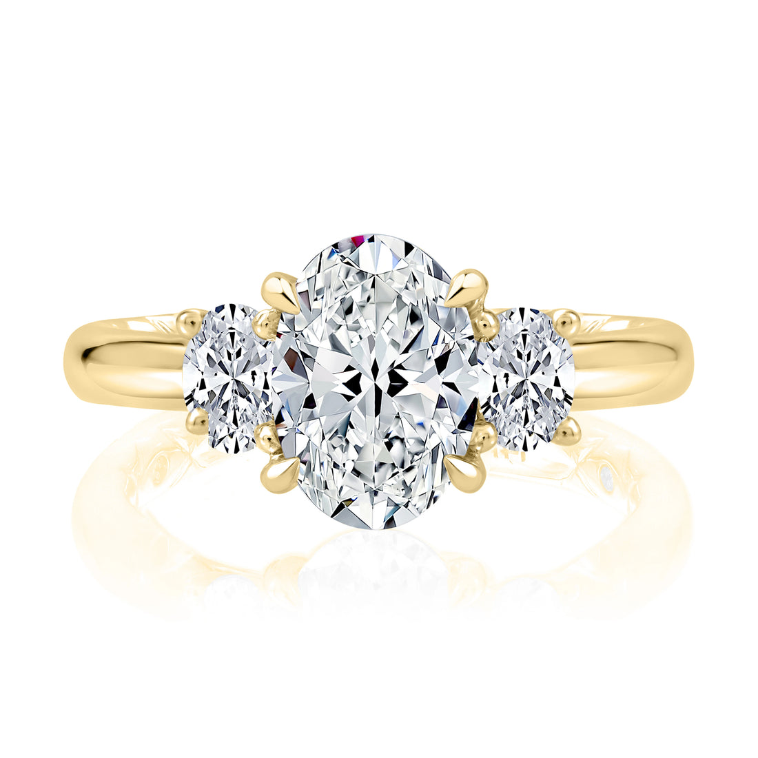 Round Three-Stone Trellis Diamond Engagement Ring