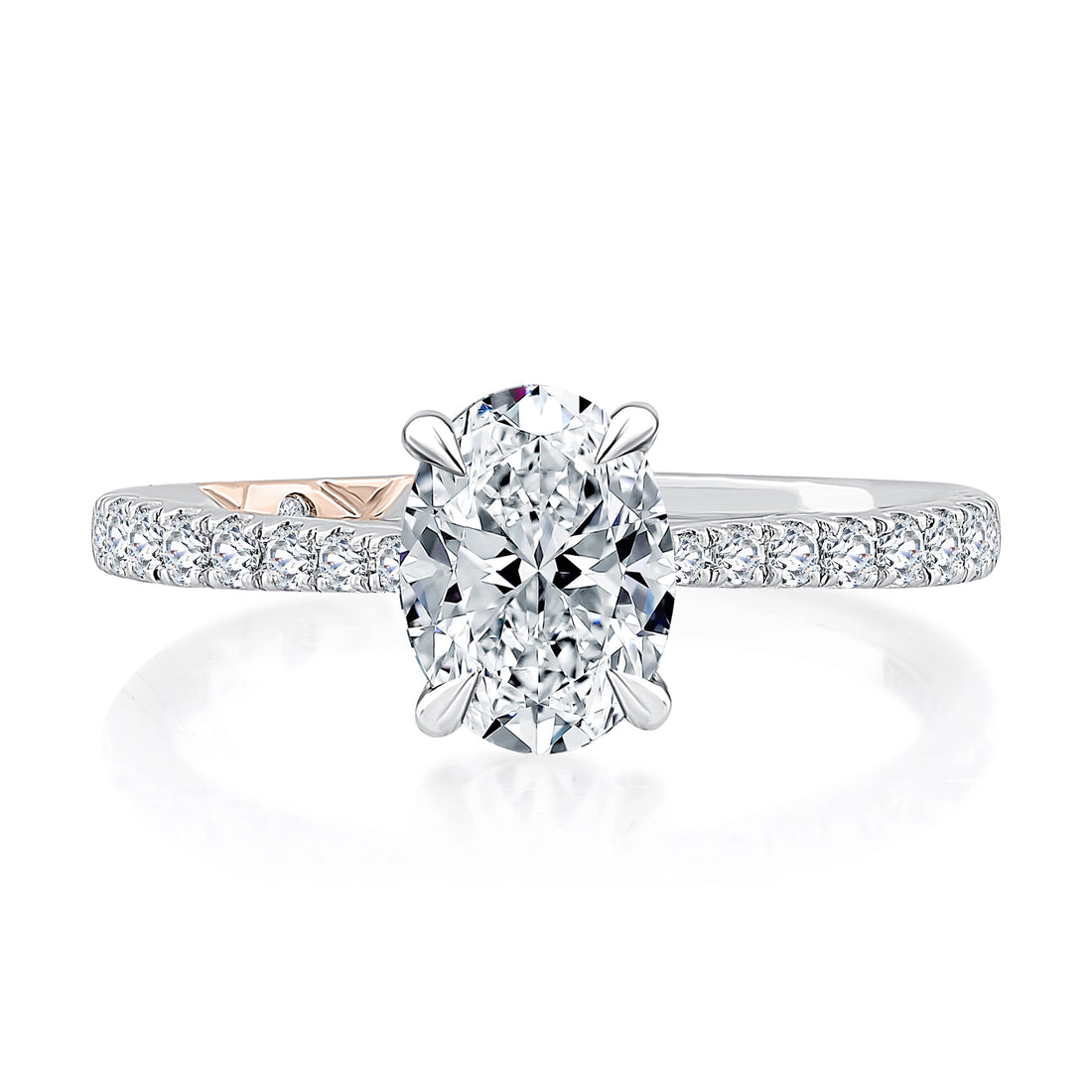Oval Hidden Halo Pavé Diamond Engagement Ring