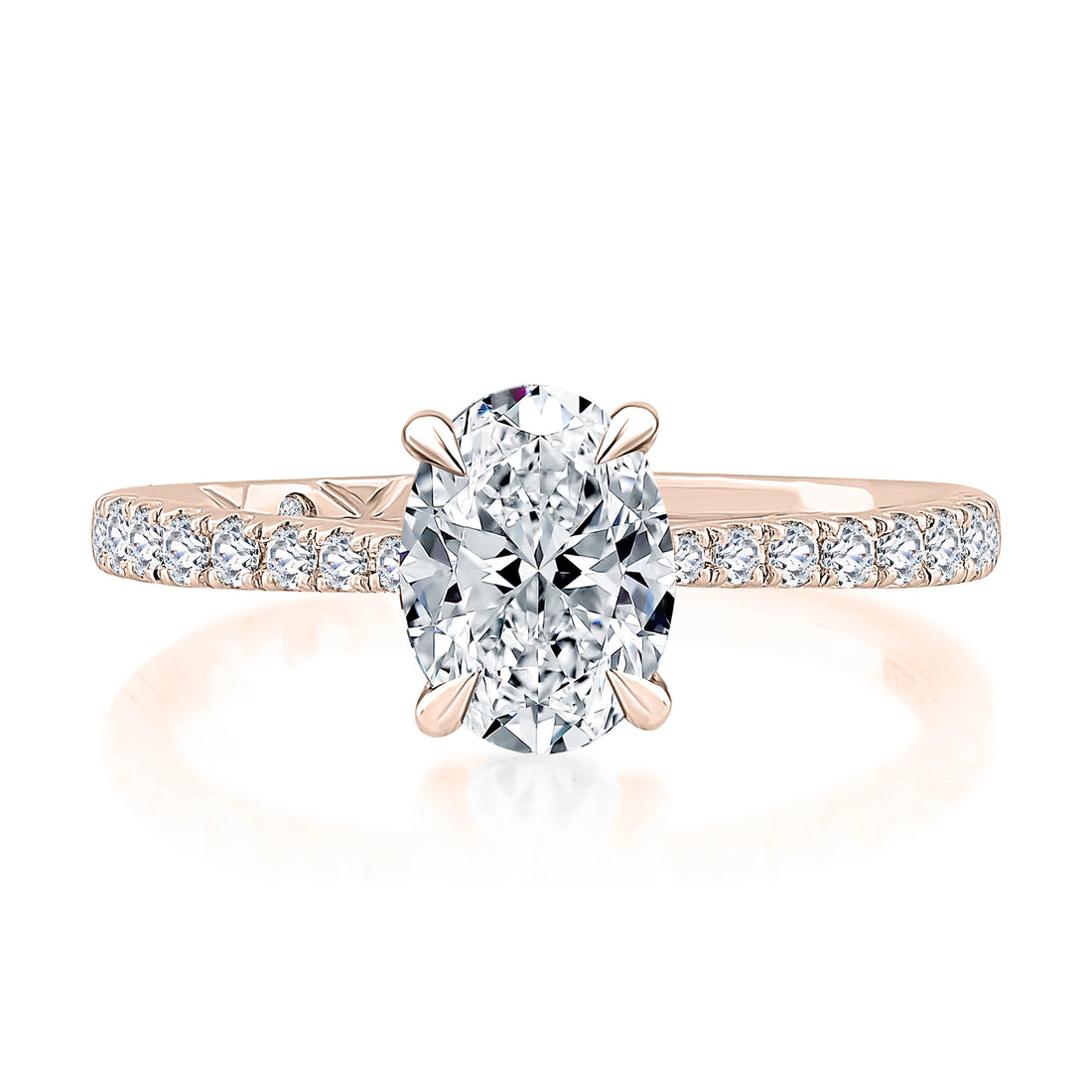 Oval Hidden Halo Pavé Diamond Engagement Ring