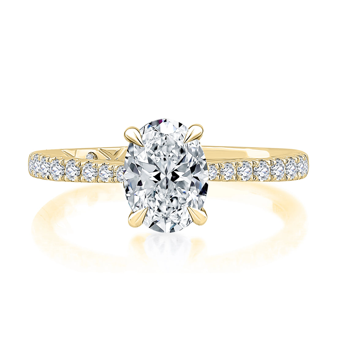Oval Hidden Halo Pavé Diamond Engagement Ring