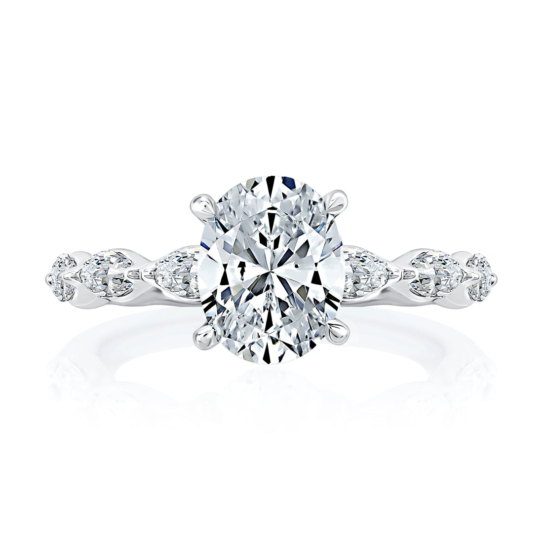Oval Twist Four-Prong Pavé Diamond Engagement Ring