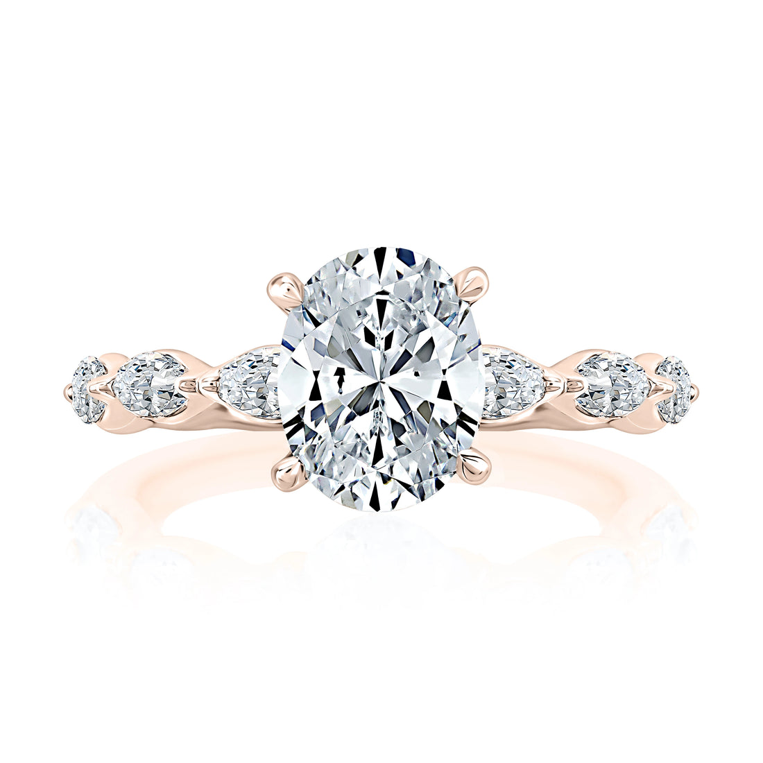 Oval Twist Four-Prong Pavé Diamond Engagement Ring