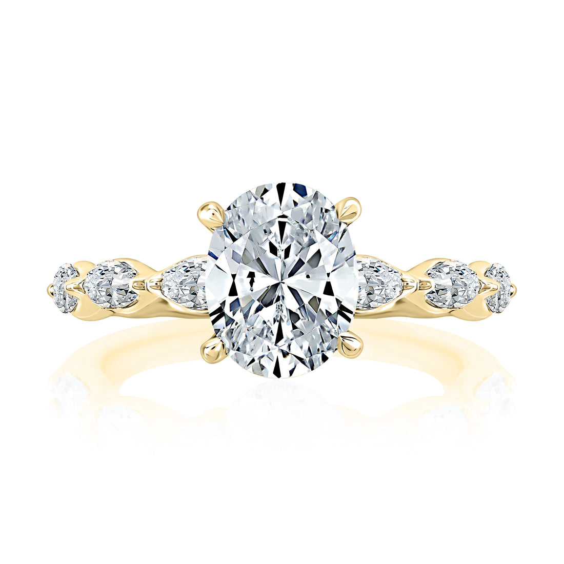 Oval Twist Four-Prong Pavé Diamond Engagement Ring