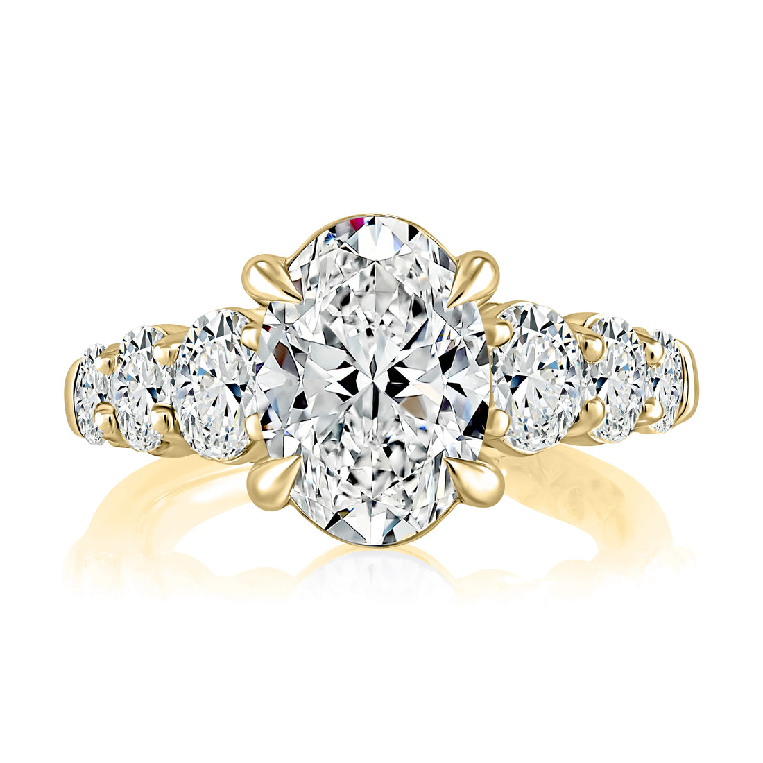 Oval Four-Prong Pavé Diamond Engagement Ring